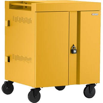 Bretford CUBE 36-Device Charging Cart (USB Type-C, Pre-Wired, Padlock, Mustard)