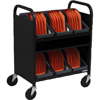 Bretford CUBE Transport Cart with Caddies (90° AC Outlets, Black Pumice)