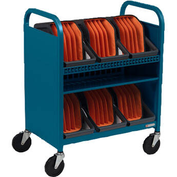 Bretford CUBE Transport Cart with Caddies (90° AC Outlets, Pacific Blue)