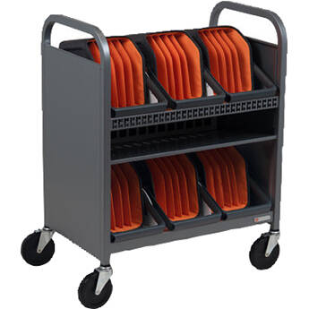 Bretford CUBE Transport Cart with Caddies (90° AC Outlets, Platinum)