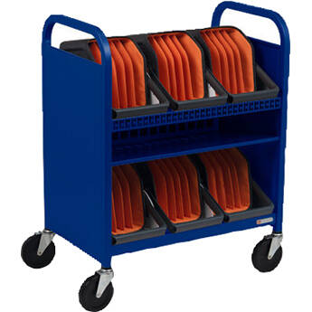 Bretford CUBE Transport Cart with Caddies (90° AC Outlets, Royal Blue)