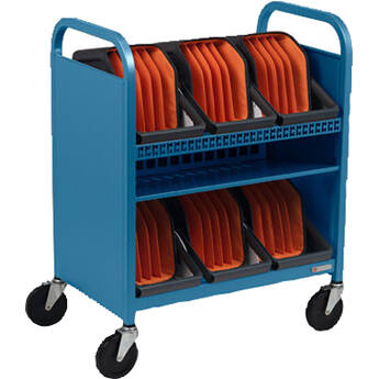 Bretford CUBE Transport Cart with Caddies (90° AC Outlets, Sky)