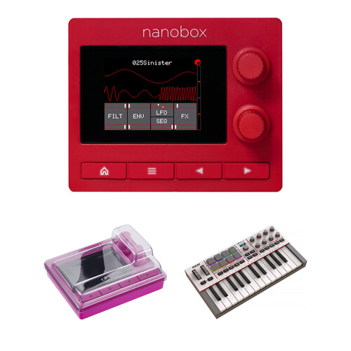 1010music nanobox fireball Polyphonic Wavetable Synthesizer Kit with Cover and MIDI Controller Keyboard