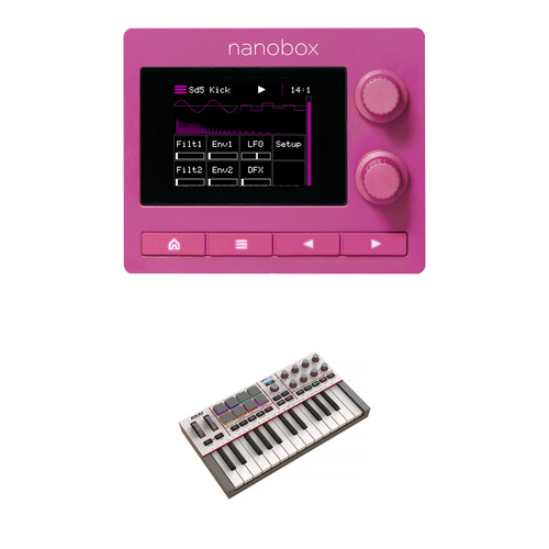 1010music nanobox razzmatazz Drum Sequencer with FM Synthesis and Sampling Kit with Keyboard Controller