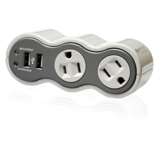 360 Electrical Power Curve Mobile Surge Protector with Rotating Outlets and USB Ports