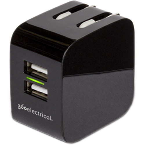 360 Electrical QuickCharge 2.1 Dual-Port USB Wall Charger (Black)