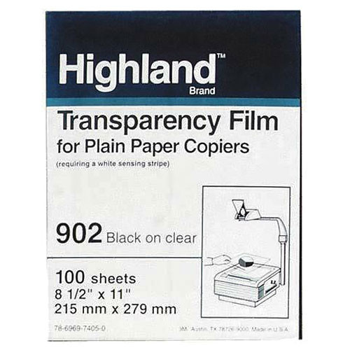 3M 902 Plain Paper Transparency Film - 8.5 x 11"  (100 Sheets)