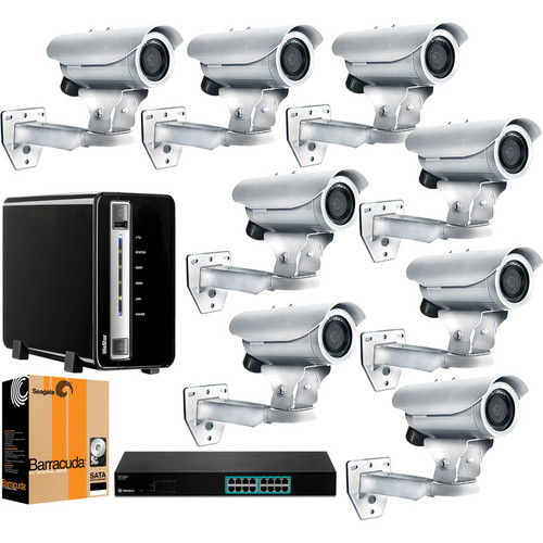 ACTi 8-Cam 1.3 MP 4.2mm Outdoor Kit with 8-Ch Network System / 2TB SATA / and PoE Switch