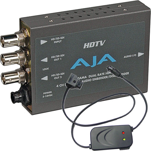AJA HD/SD 4-Ch Analog Audio Embedder/Disembedder with P-Tap Adapter Cable