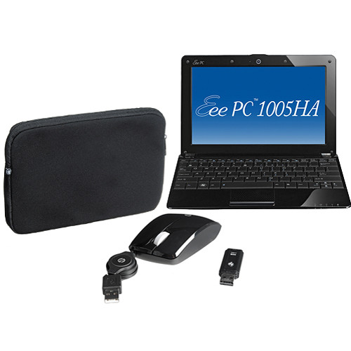 ASUS Eee PC 1005HA-EU1X 10.1" Seashell Netbook Computer w/ Accessory Kit (Black)