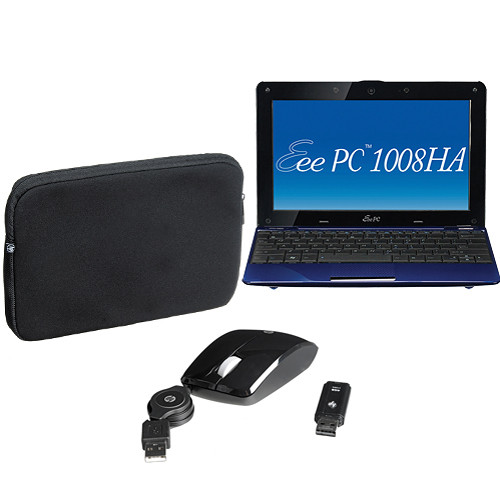 ASUS Eee PC 1008HA 10" Netbook Computer with Accessory Kit (Pearl Blue)