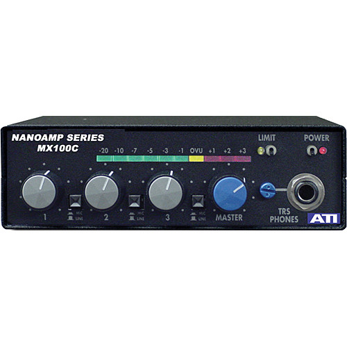 ATI Audio Inc MX-100C 3-Channel Field Audio Mixer with Limiter