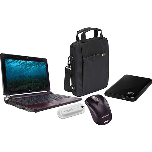 Acer Aspire One AOD250-1706 Netbook Computer with 250GB Portable Hard Drive Advanced Kit (Ruby Red)