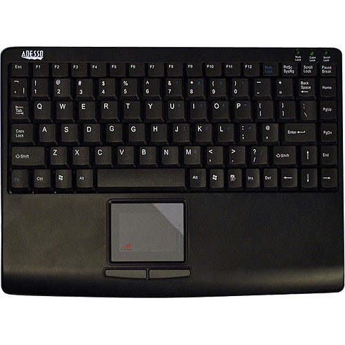Adesso SlimTouch Mini Keyboard with Built-in TouchPad - PS/2 (Black)