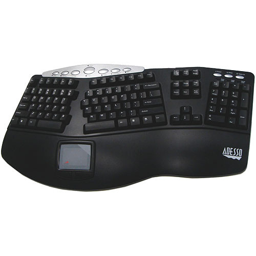 Adesso Tru-Form Pro Contoured Ergonomic Keyboard with Touchpad - PS/2 (Black)
