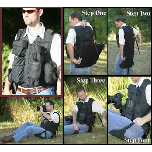 Adventure Vest Professional Photographer's Vest with Built-in Chair, X-XX Large (Black)