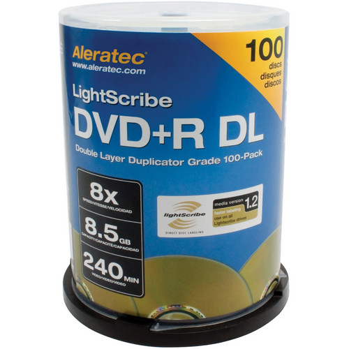 Aleratec DVD+R DL Double Layer 8x LightScribe Duplicator Grade 100-Pack