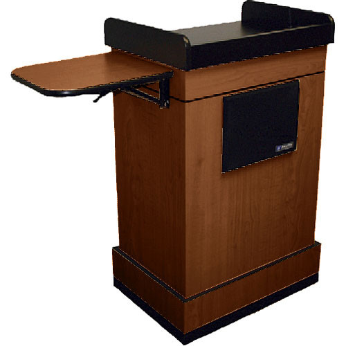 AmpliVox Sound Systems Multimedia Computer Lectern with Wireless Sound System (Handheld Microphone, Mahogany)