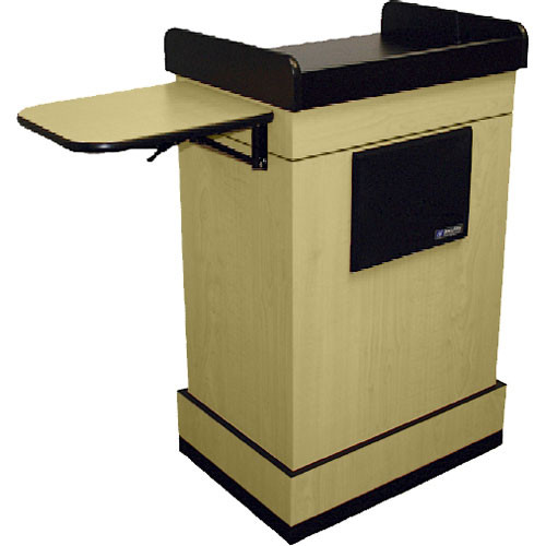 AmpliVox Sound Systems Multimedia Computer Lectern with Wireless Sound System (Lapel Microphone, Maple)