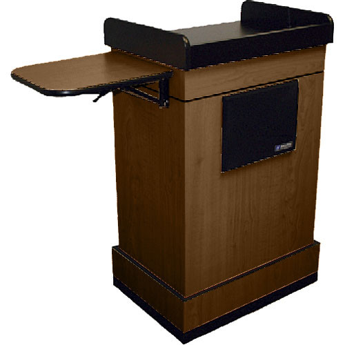 AmpliVox Sound Systems Multimedia Computer Lectern with Wireless Sound System (Handheld Microphone, Walnut)