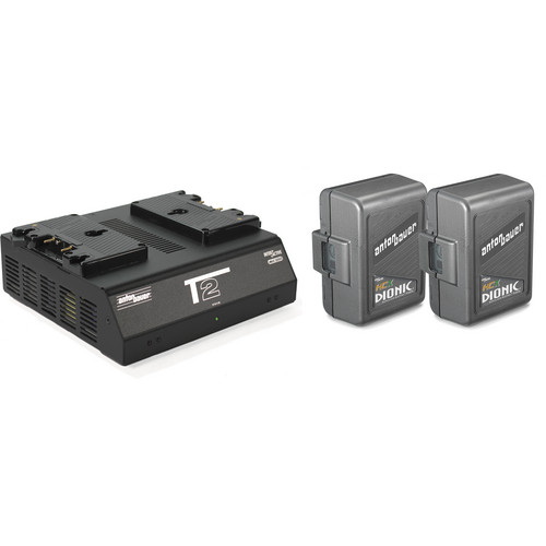 Anton/Bauer Two DIONIC HCX Batteries and T2 Charger Kit