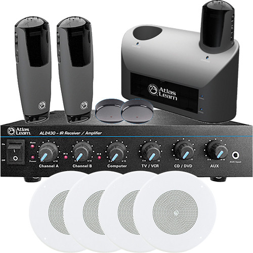AtlasIED Learn AL2430-2PH-SD4 - Infrared Wireless Microphone System with Speakers