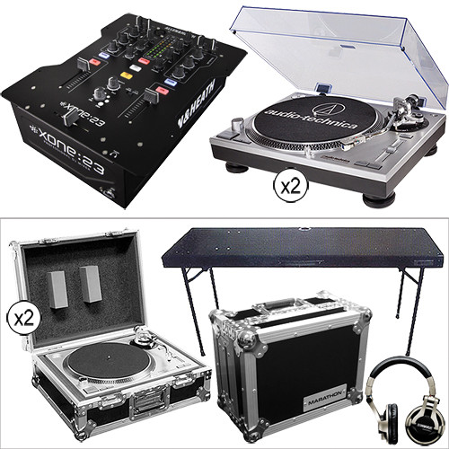 Audio-Technica Dual AT-LP120USB Direct Drive Turntables with XONE:23 Mixer Kit
