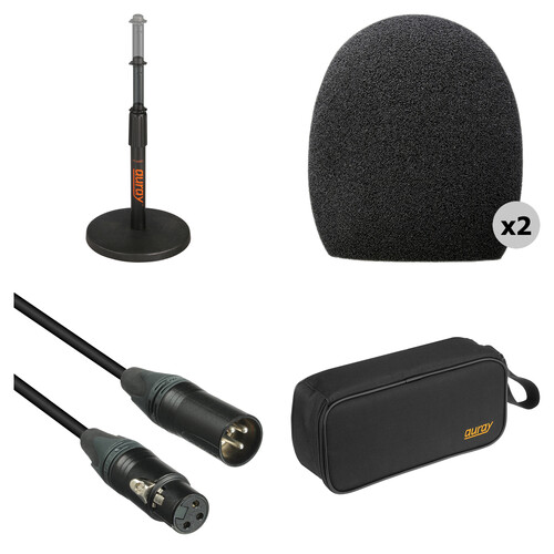 B&H Photo Video Handheld Microphone Accessory Kit with Pouch and Desk Stand