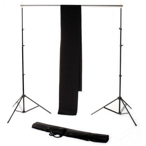 Backdrop Alley STDKT-10B Studio Stand with Black Premium Muslin Kit (10 x 10' Fabric)