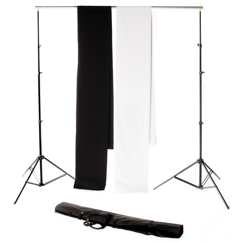 Backdrop Alley STDKT-20BW Studio Stand with 1 Black Premium Muslin and 1 White Premium Muslin Kit (10 x 20' Fabric)