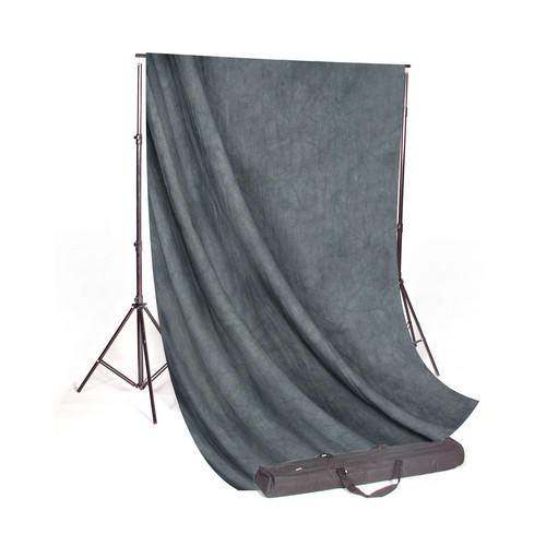 Backdrop Alley Studio Stand with Premium Muslin Kit (10 x 20', Grey Mist Fabric)