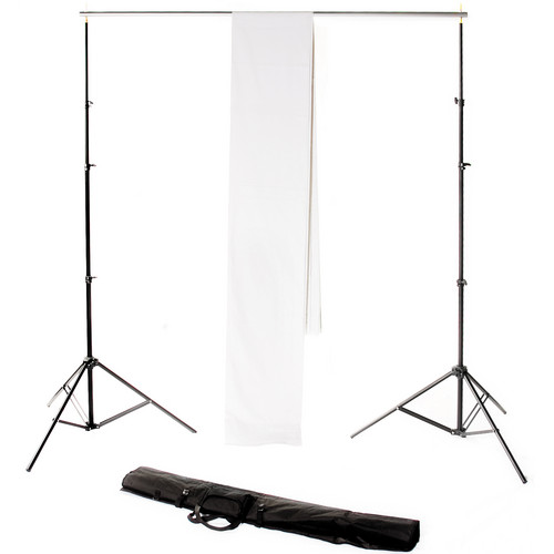 Backdrop Alley STDKT-20W Studio Stand with White Premium Muslin Kit (10 x 20' Fabric)