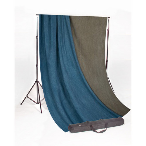 Backdrop Alley Studio Stand with Reversible Premium Muslin Background (10 x 10', Blue/Gray)