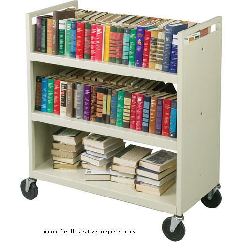 Balt KD Book Cart with Two Slanted Shelves and One Flat Shelf