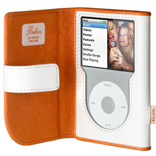 Belkin Leather Folio Case - for iPod Classic 80GB or 160GB Portable Media Player (Persimmon with Bone Trim)