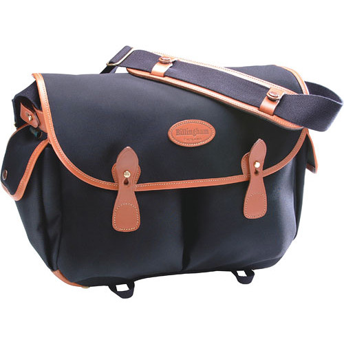Billingham Packington Shoulder Bag (Black with Tan Leather Trim)