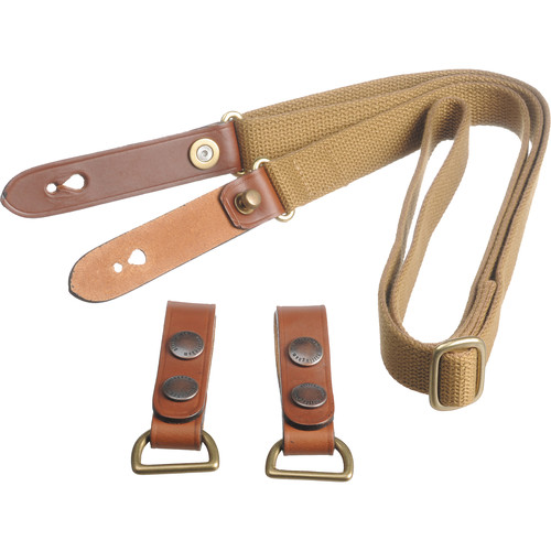 Billingham Waist Strap Attachment (Khaki Webbing / Tan Leather Trim)