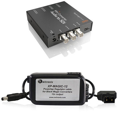 Blackmagic Design Mini Converter Audio to SDI w/ Switronix Powertap Converter Cable