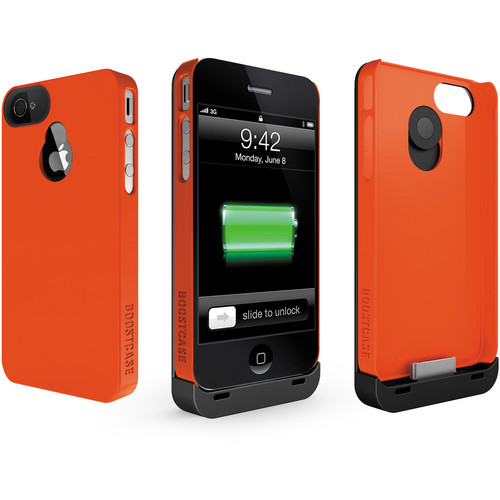 Boostcase Hybrid Snap-on Case / Extended Battery for iPhone 4/4S (Black/Red)
