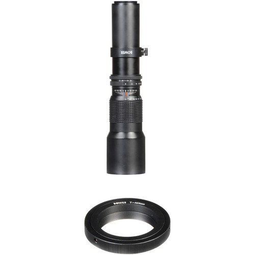 Bower 500mm f/8 Manual Focus Telephoto Lens with T-Mount Adapter