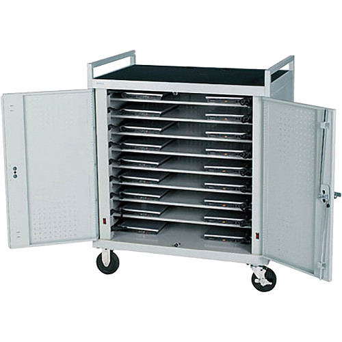 Bretford Antimicrobial 18 Unit Notebook Cart with Back Electrical Access