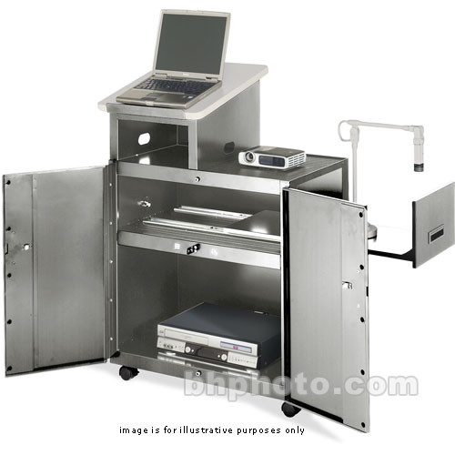Bretford Multimedia Lectern w/ Storage & Support for Data Projector (Grey Mist Laminate / Grey Mist Paint)