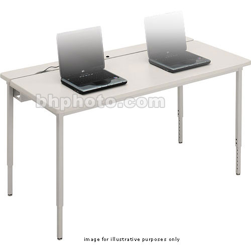Bretford Quattro Voltea Computer Table-60 x 24" (Grey Mist with Quartz Trim )