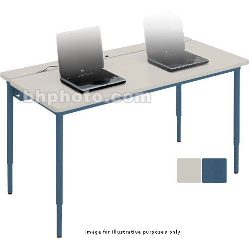 Bretford Quattro Voltea Computer Table-72 x 30" (Grey Mist with Topaz Trim )
