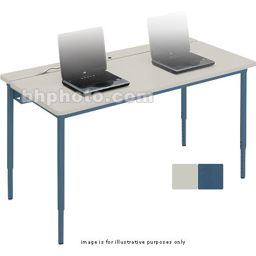 Bretford Quattro Voltea Computer Table-30 x 36" (Grey Mist with Topaz Trim )