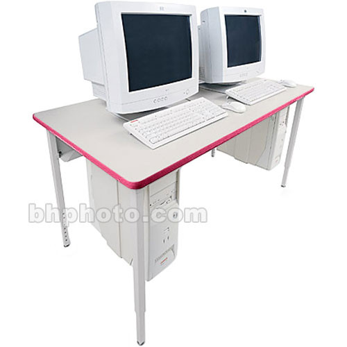 Bretford 48 x 24" Quattro Computer Table - Gray w/ Cardinal