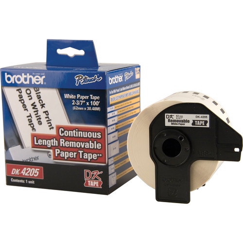 Brother Black Print on White Tape (2-3/7" x 100')