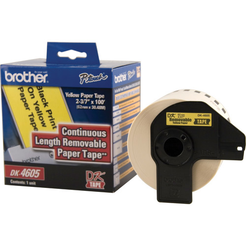 Brother Black Print on Yellow Tape (2-3/7" x 100')