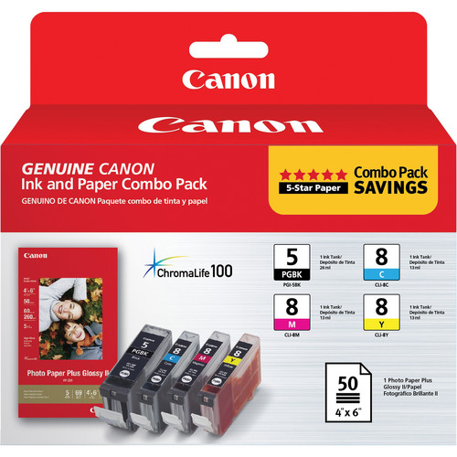 Canon PGI-5/CLI-8 Ink Tank Combo Pack with PP-201 Photo Paper