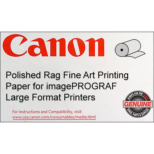 Canon Polished Rag Fine Art Printing Paper for imagePROGRAF Large Format Printers (50" x 50' Roll)